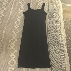 Bozzolo Black Sheath Midi Dress Square Neck Sleeveless